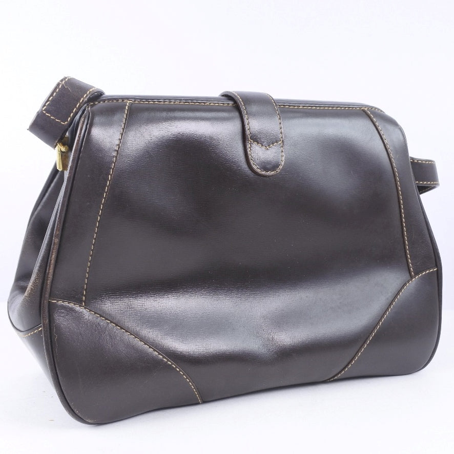 GUCCI Shoulder Bag Calfskin Brown vintage Women Used Authentic