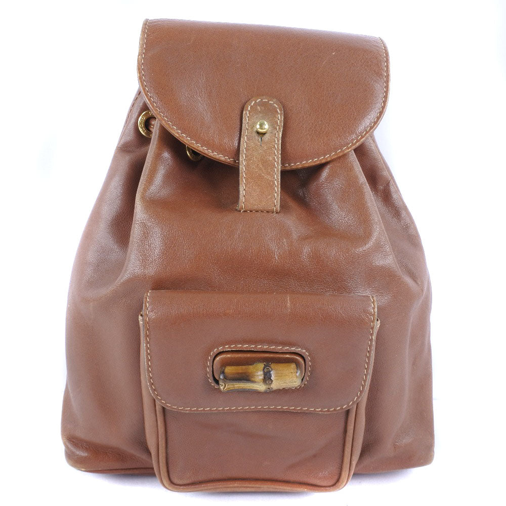 GUCCI Backpack 003.1705.0030 Calfskin Brown Bamboo