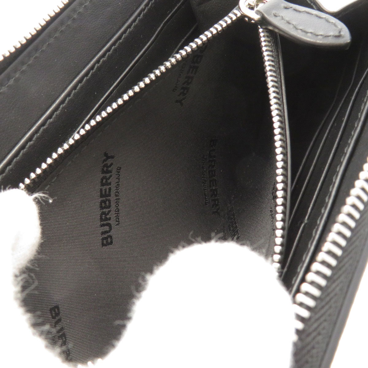 BURBERRY Long Wallet Purse leather black Logo motif