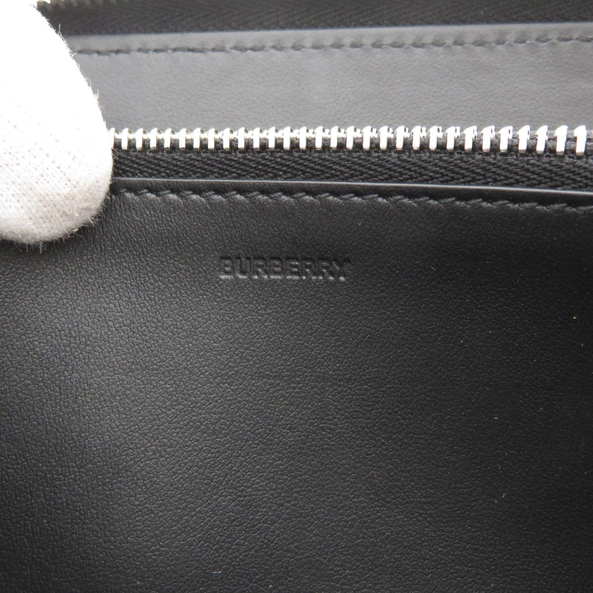 BURBERRY Long Wallet Purse leather black Logo motif
