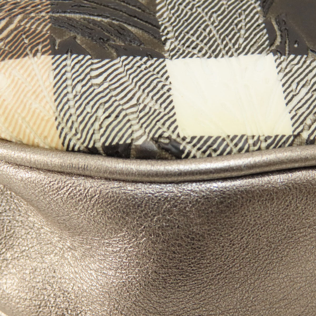 BURBERRY Handbag PVC beige Nova Check Flower Embossed