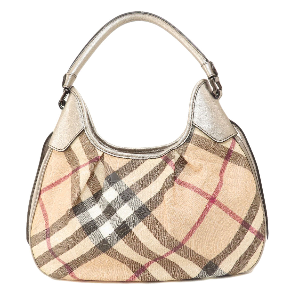 BURBERRY Handbag PVC beige Nova Check Flower Embossed