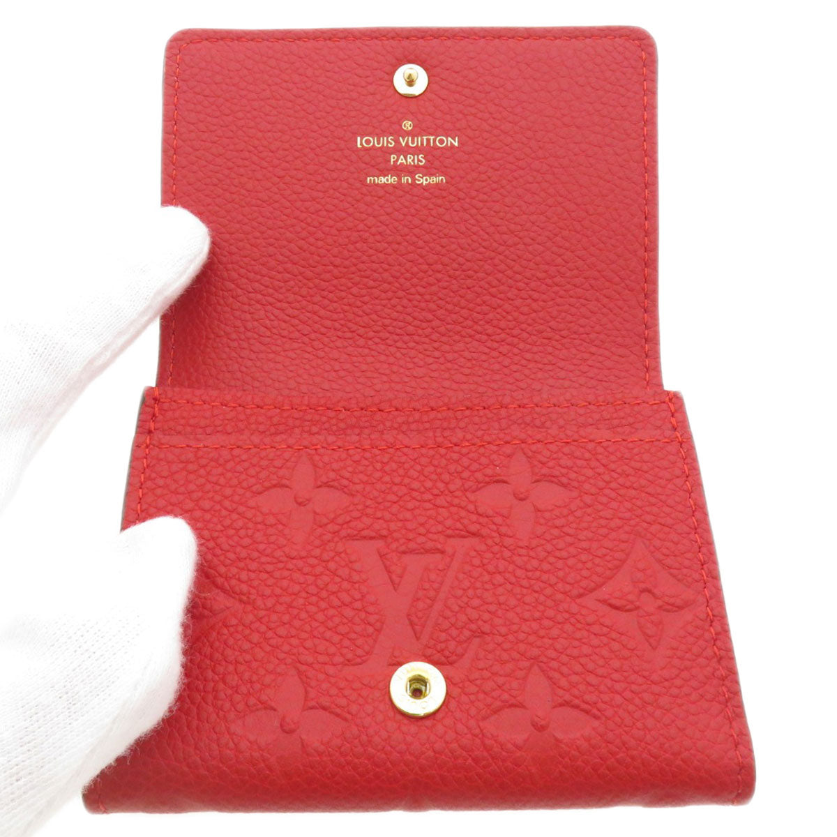 LOUIS VUITTON Card Case M58457 Ann Platt Red Envelope Carte de Visite Empreinte Women Used Authentic
