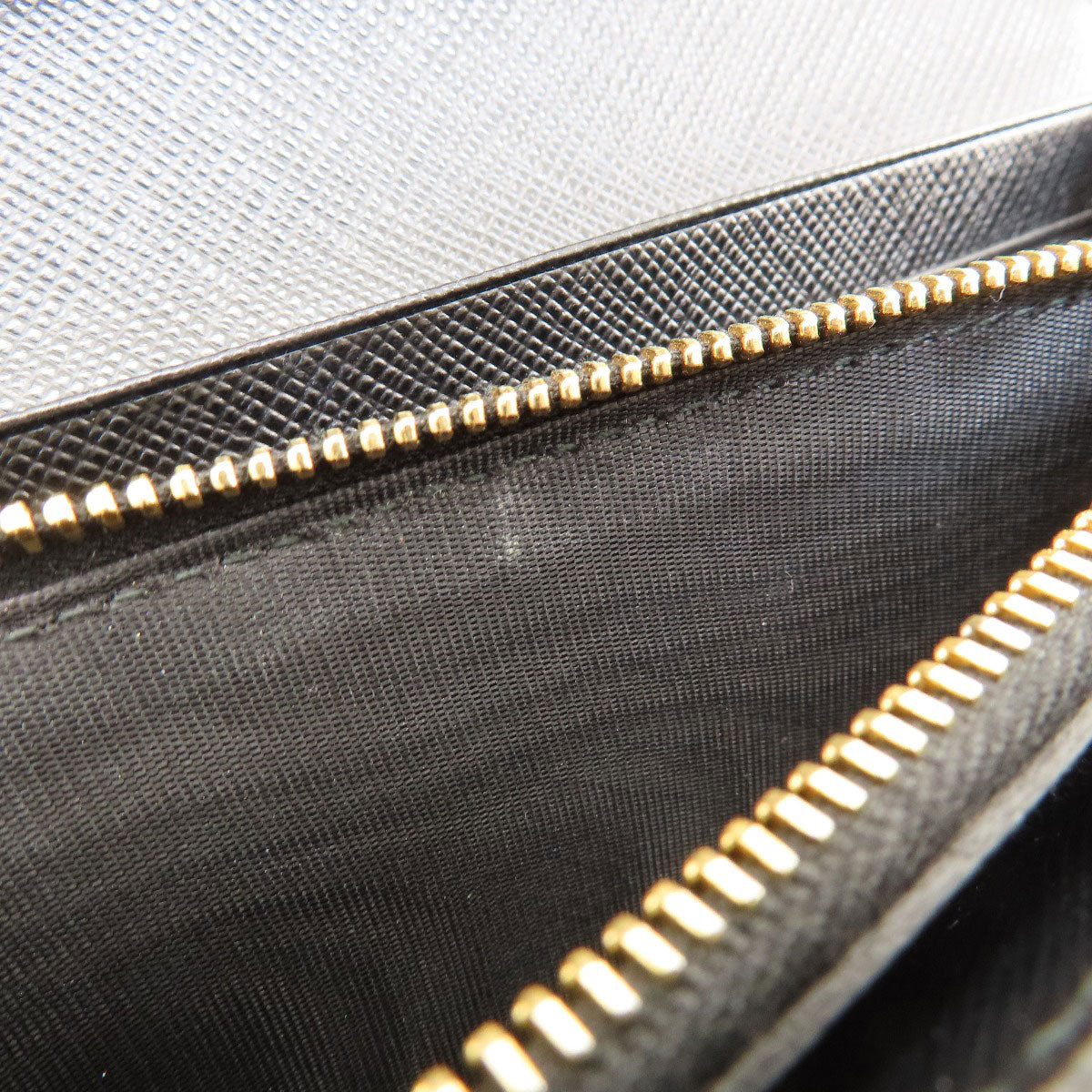 PRADA Long Wallet Purse leather black logo saffiano