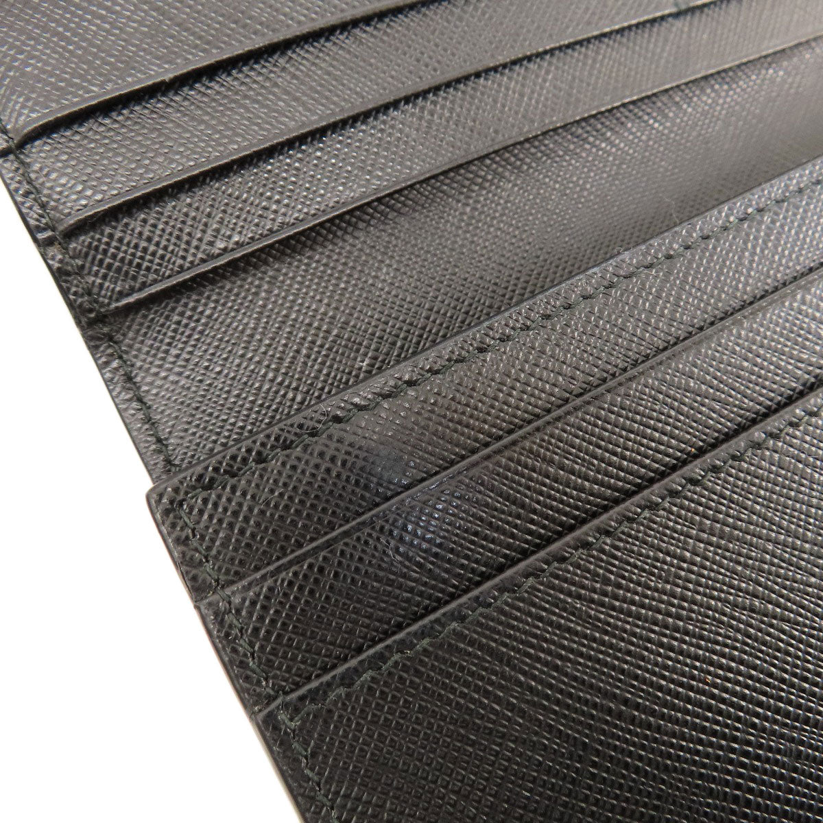 PRADA Long Wallet Purse leather black logo saffiano