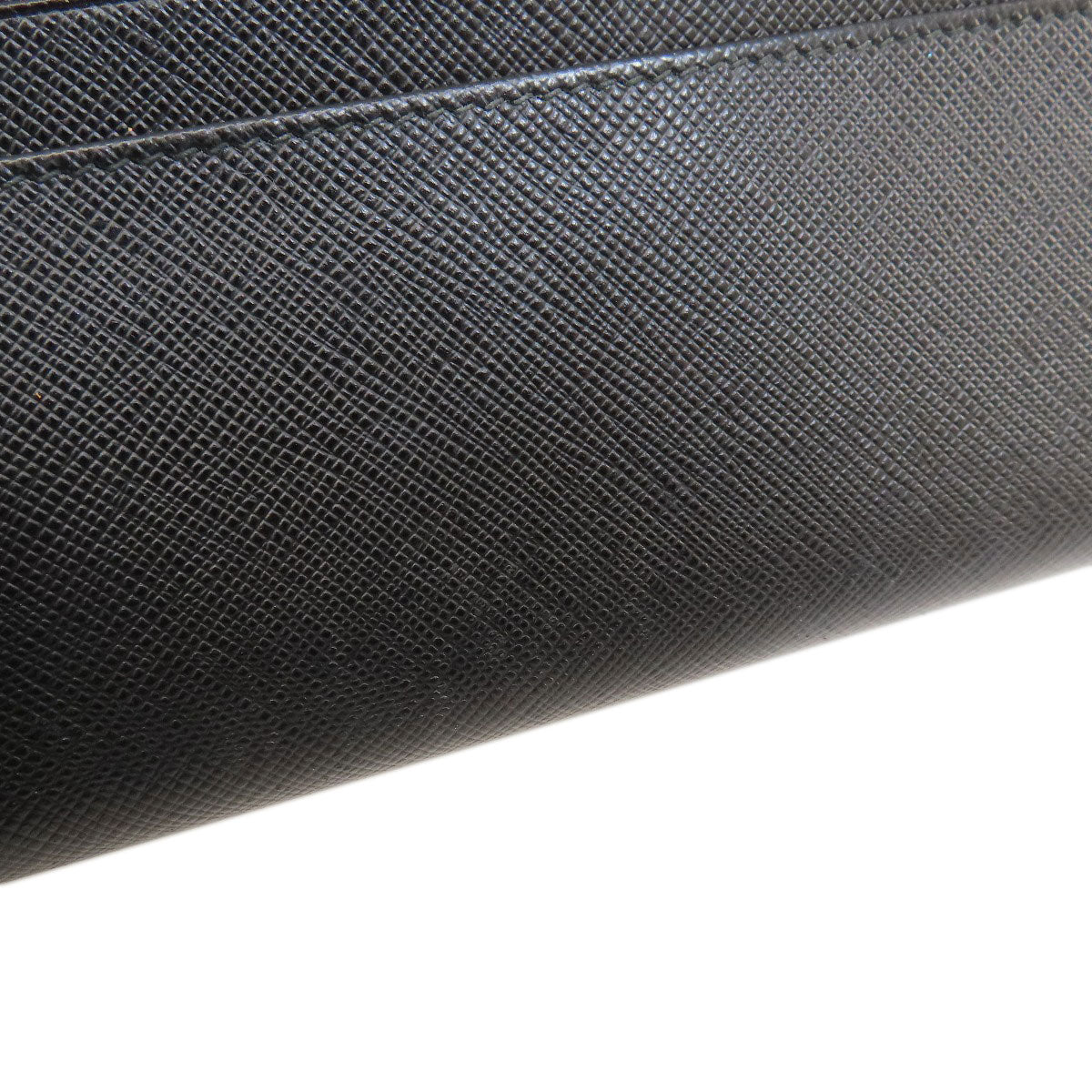PRADA Long Wallet Purse leather black logo saffiano