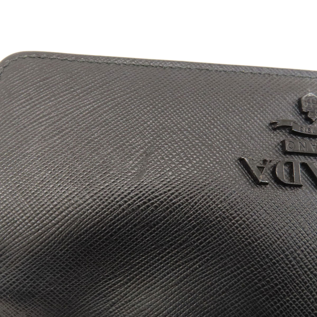 PRADA Long Wallet Purse leather black logo saffiano