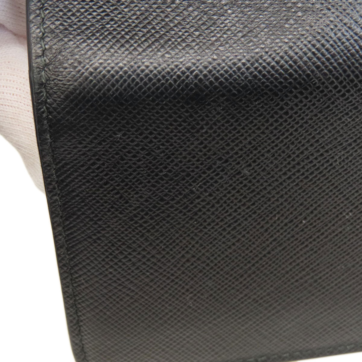 PRADA Long Wallet Purse leather black logo saffiano