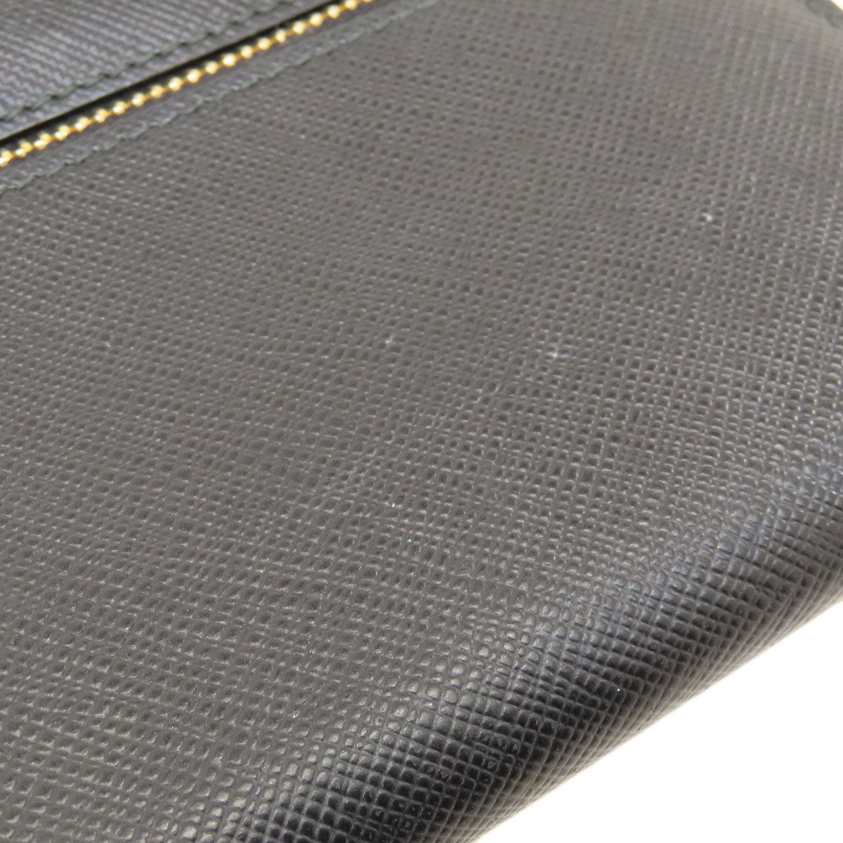 PRADA Long Wallet Purse leather black logo saffiano