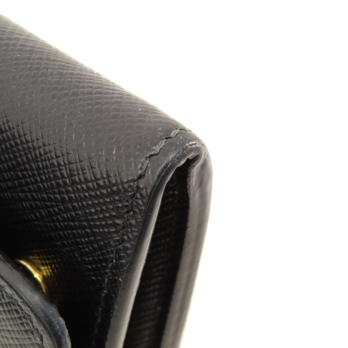 PRADA Long Wallet Purse leather black logo saffiano