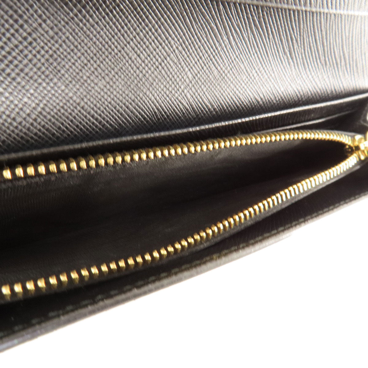 PRADA Long Wallet Purse leather black logo saffiano