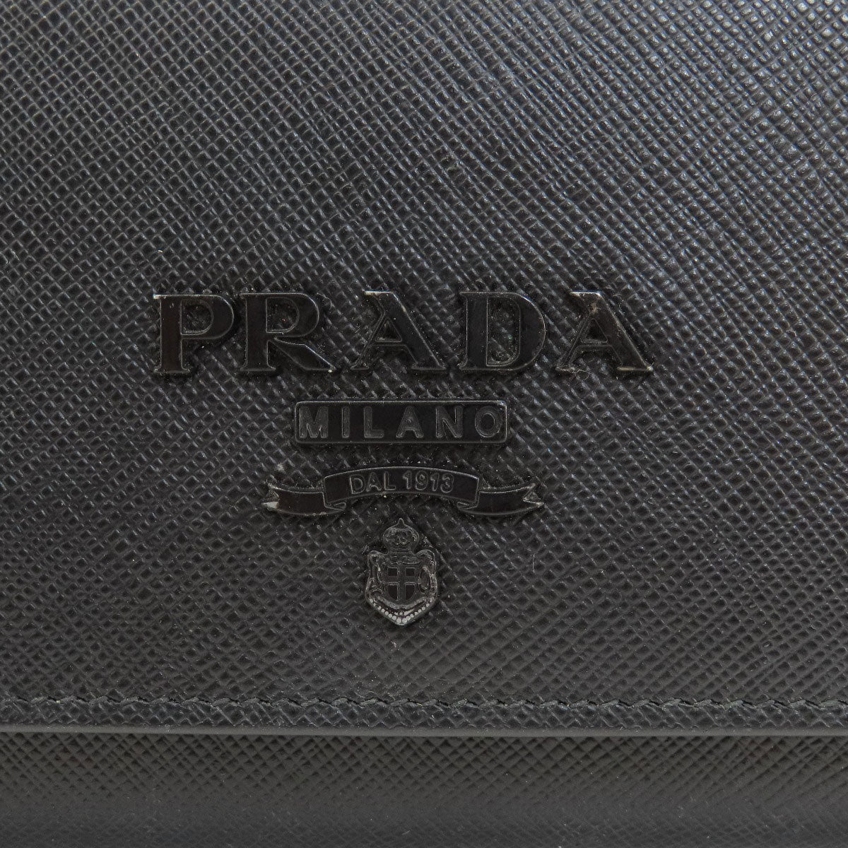 PRADA Long Wallet Purse leather black logo saffiano
