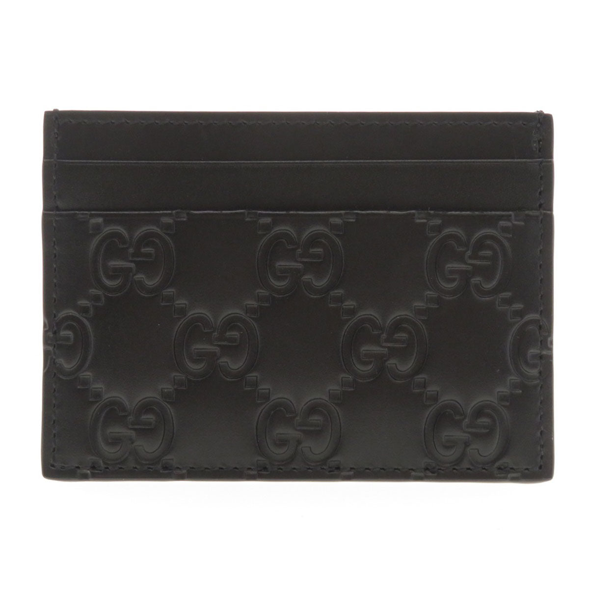 GUCCI Card Case 233166 Calfskin black GG Shima