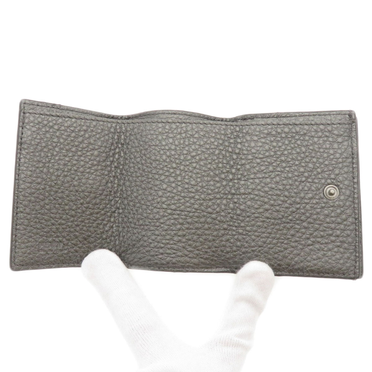 FENDI Bifold Wallet 7M0280 Calfskin gray Mini wallet tri-fold baguette
