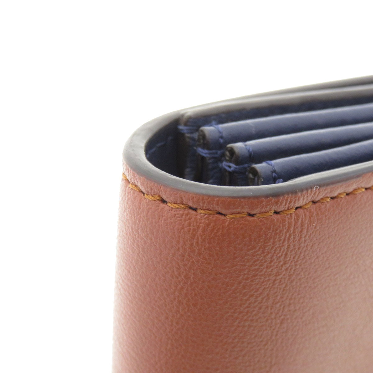 FENDI Card Case Calfskin Brown Peekaboo