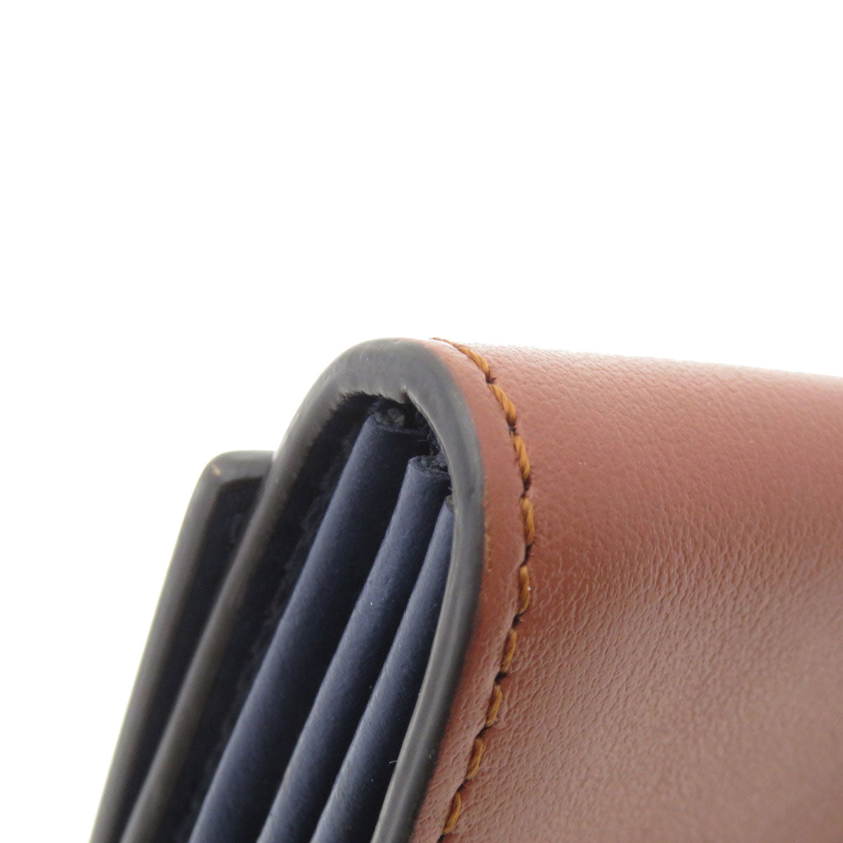 FENDI Card Case Calfskin Brown Peekaboo