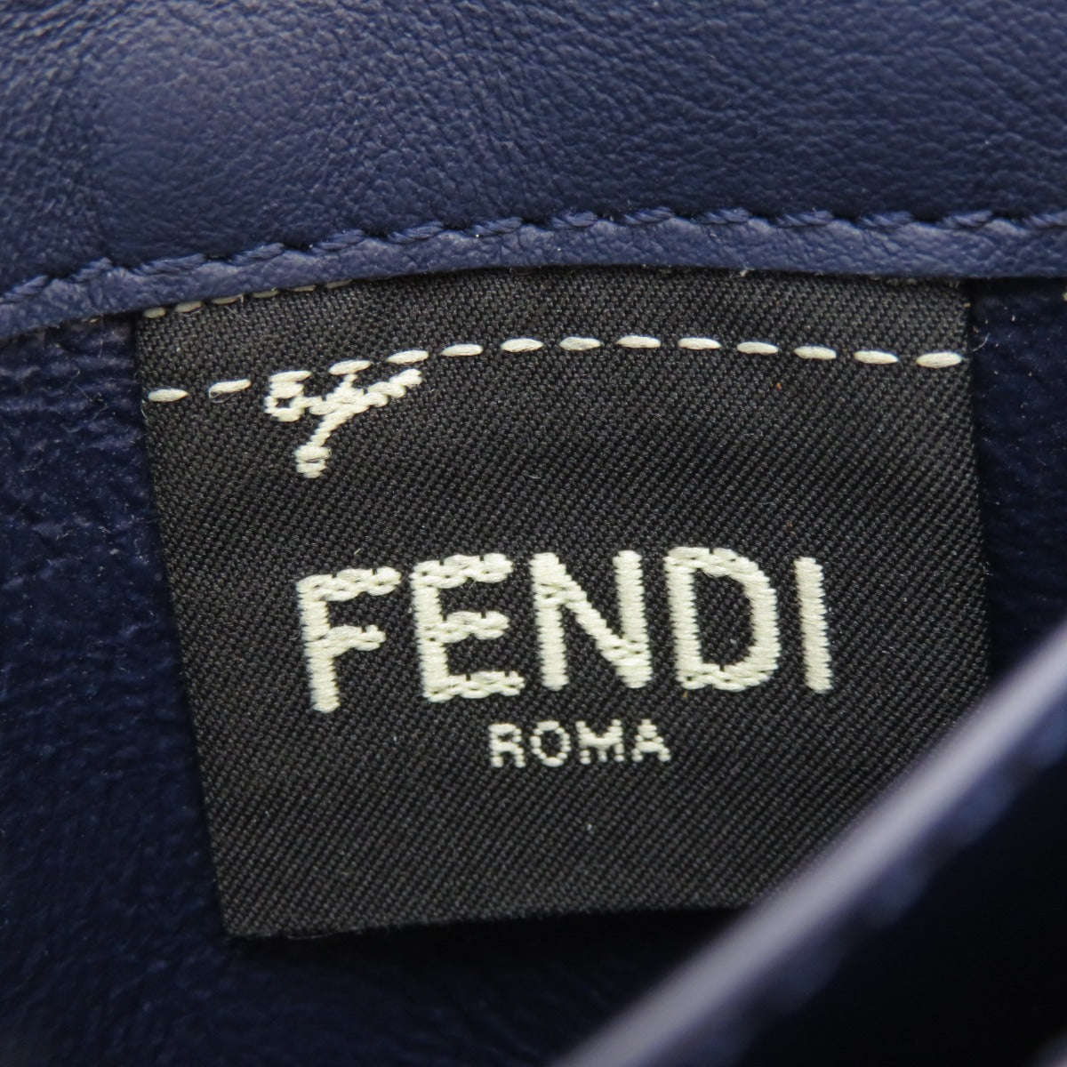 FENDI Card Case Calfskin Brown Peekaboo