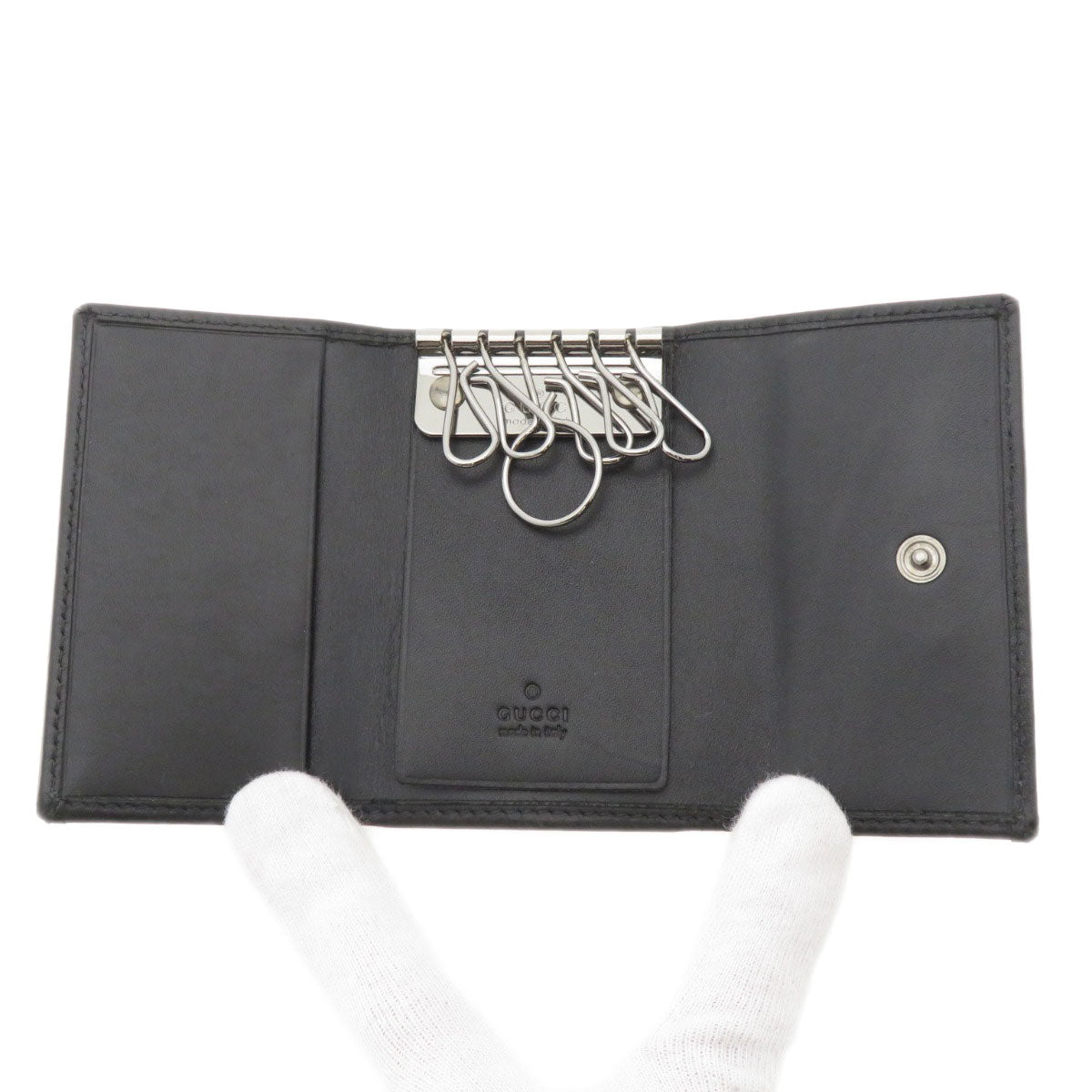 GUCCI Key case Key holder 92749 Calfskin black Logo motif