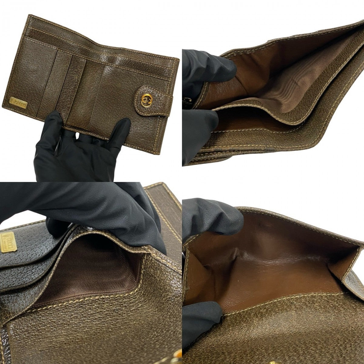 GUCCI Bifold Wallet leather Brown