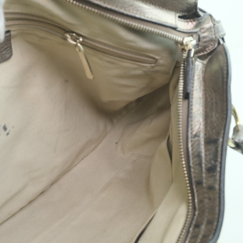 Salvatore Ferragamo Tote Bag leather gold Gancini Women Used Authentic
