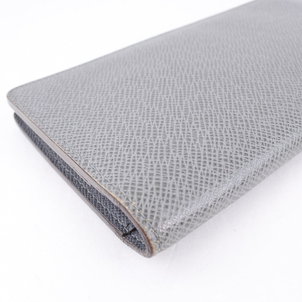 LOUIS VUITTON Long Wallet Purse M32653 Taiga gray Portefeuille Brazza mens Used Authentic