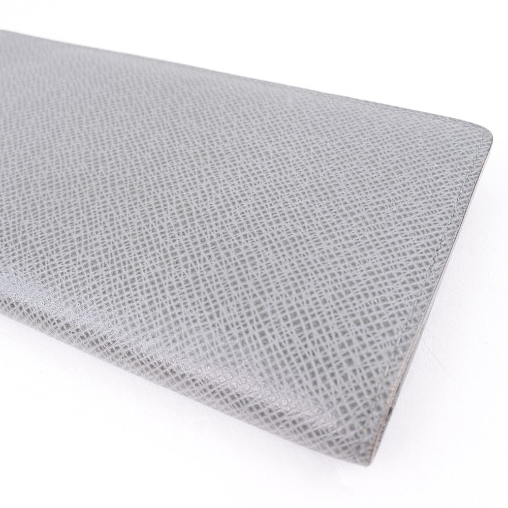 LOUIS VUITTON Long Wallet Purse M32653 Taiga gray Portefeuille Brazza mens Used Authentic