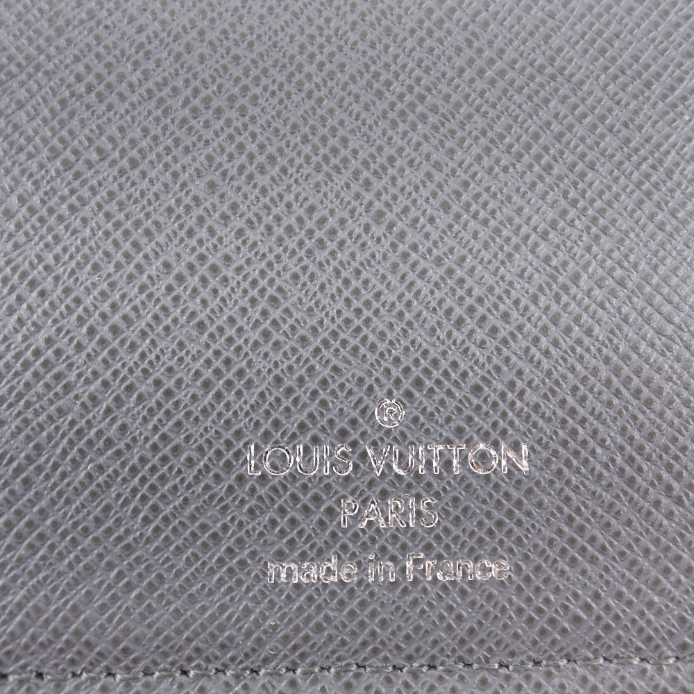 LOUIS VUITTON Long Wallet Purse M32653 Taiga gray Portefeuille Brazza mens Used Authentic
