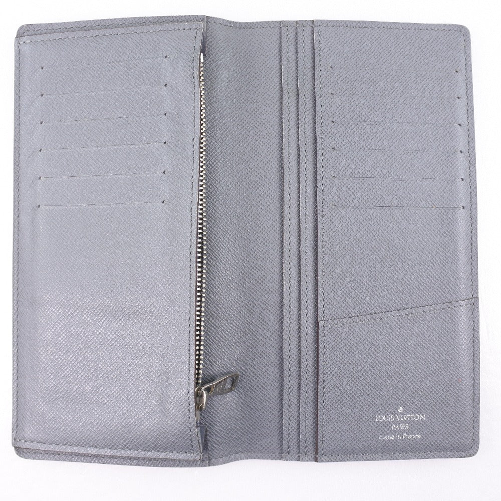 LOUIS VUITTON Long Wallet Purse M32653 Taiga gray Portefeuille Brazza mens Used Authentic