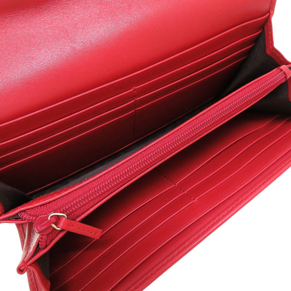 GUCCI Long Wallet Purse 453390 leather Red Bifold GG embossed Women(Unisex) Used Authentic