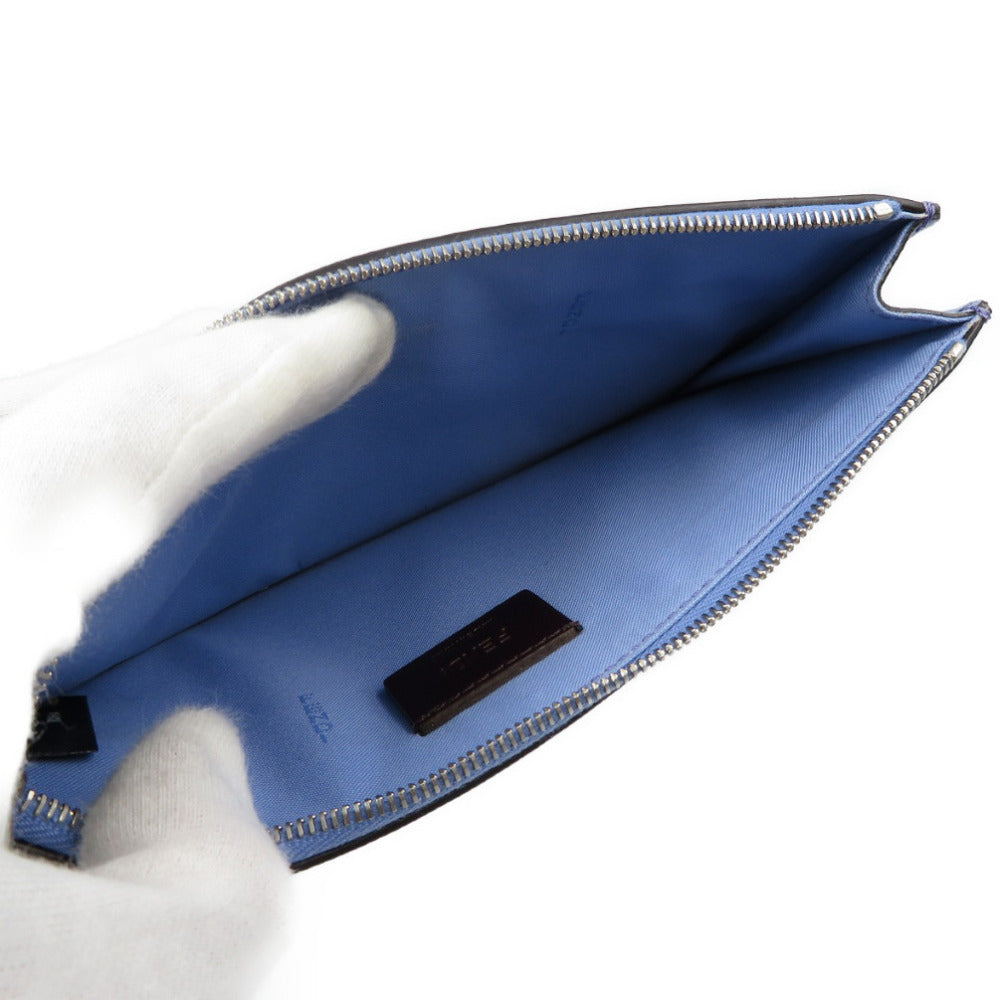FENDI Pouch 8M0341 leather blue Multi studs