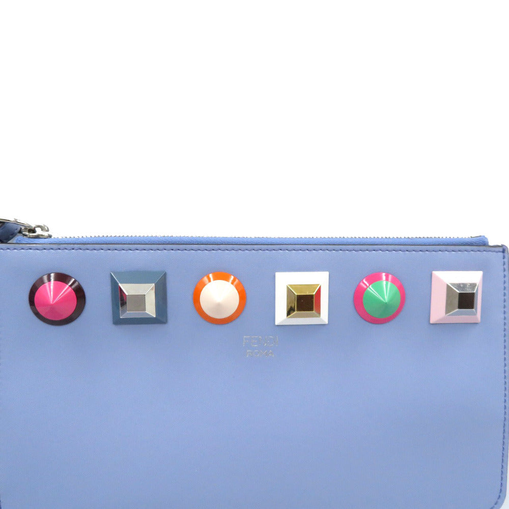 FENDI Pouch 8M0341 leather blue Multi studs