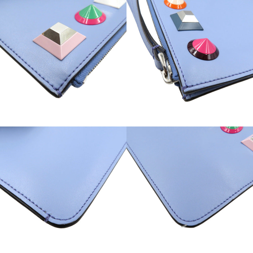 FENDI Pouch 8M0341 leather blue Multi studs