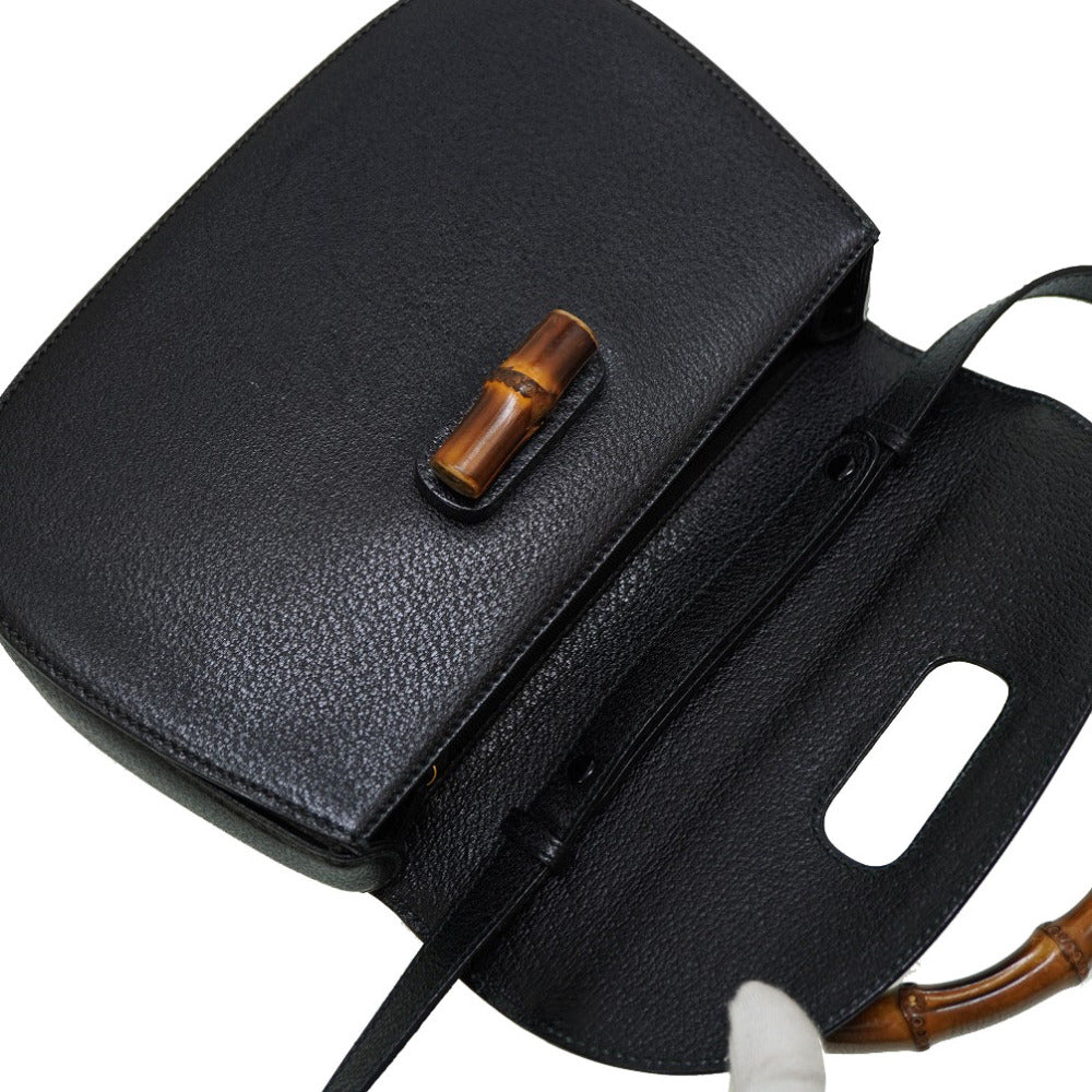 GUCCI Handbag 000 46 0633 leather black Bamboo Women Used Authentic