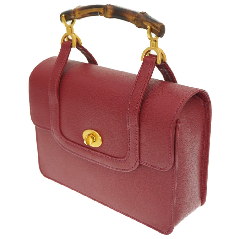GUCCI Handbag 000.113.0231 leather Red Bamboo Women Used Authentic
