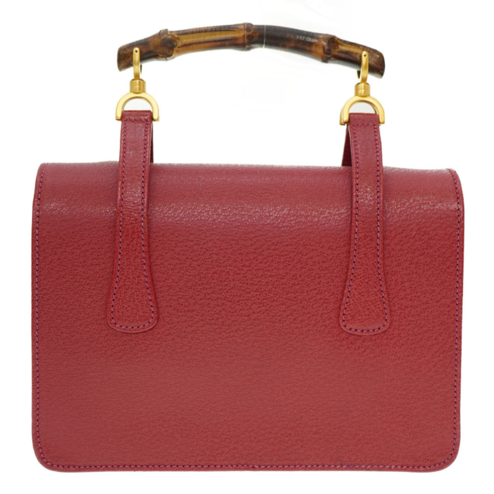 GUCCI Handbag 000.113.0231 leather Red Bamboo Women Used Authentic