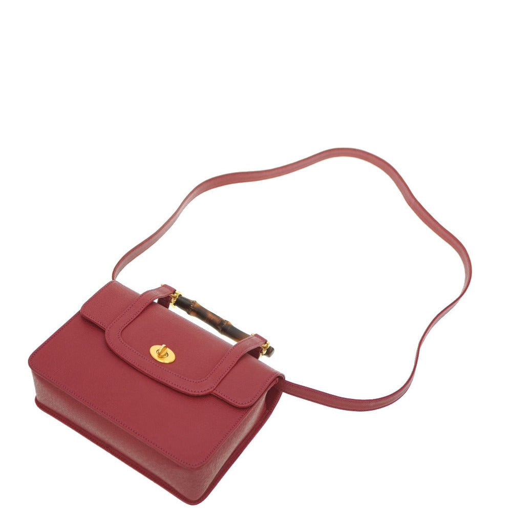 GUCCI Handbag 000.113.0231 leather Red Bamboo Women Used Authentic