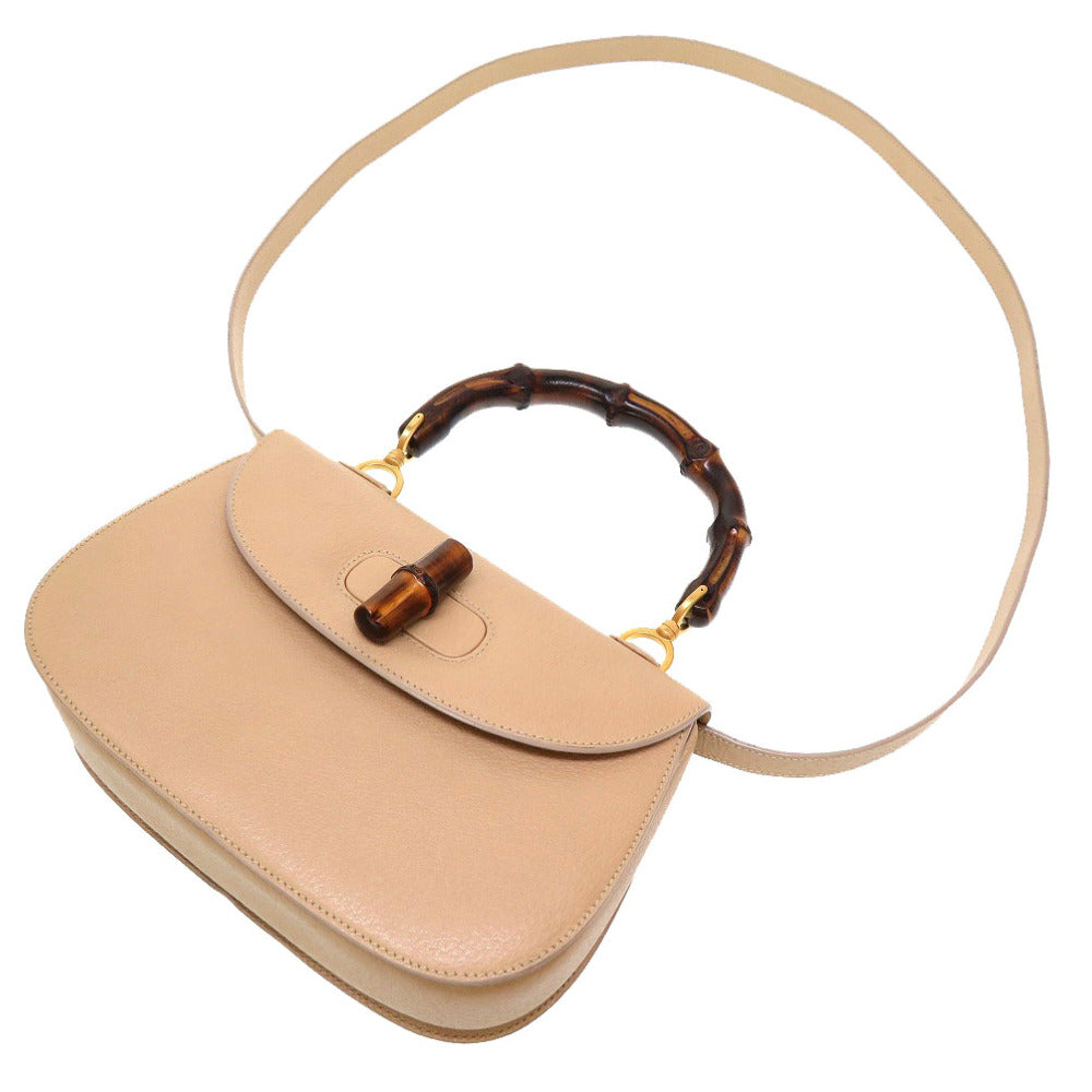 GUCCI Handbag Bamboo beige 2WAY Women Used Authentic