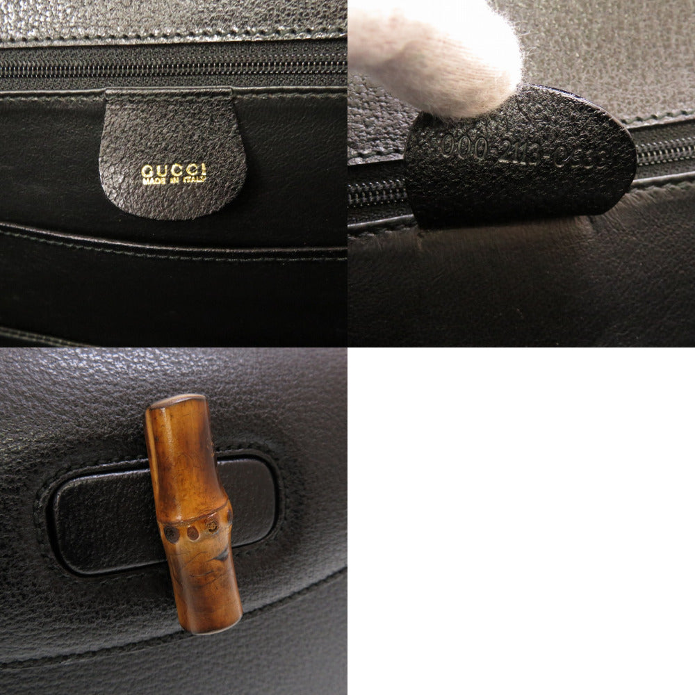 GUCCI Handbag 000 2113 0633 Bamboo, Leather black Women Used Authentic