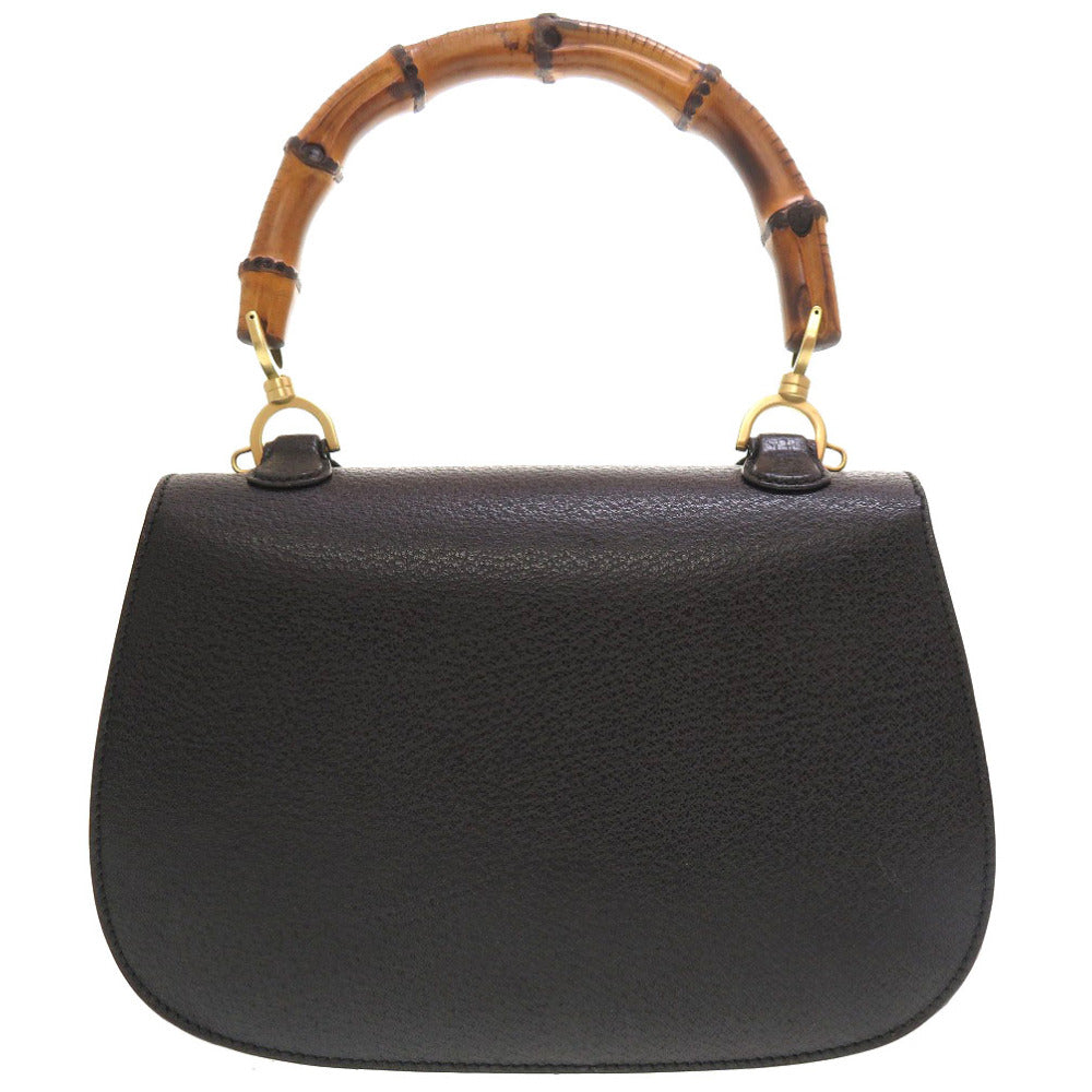 GUCCI Handbag 000 2113 0633 Bamboo, Leather black Women Used Authentic