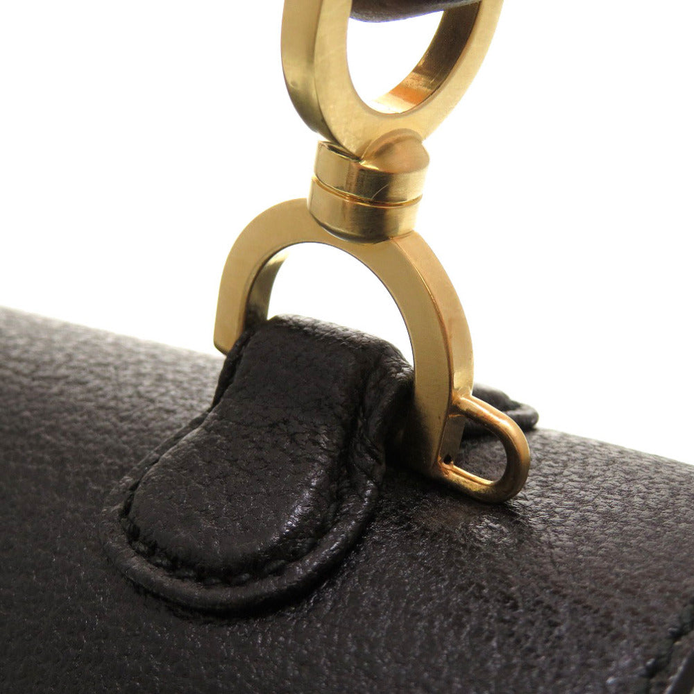 GUCCI Handbag 000 2113 0633 Bamboo, Leather black Women Used Authentic