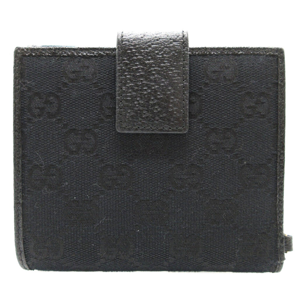 GUCCI Bifold Wallet 154182 GG canvas, leather black W Hook Wallet Women Used Authentic