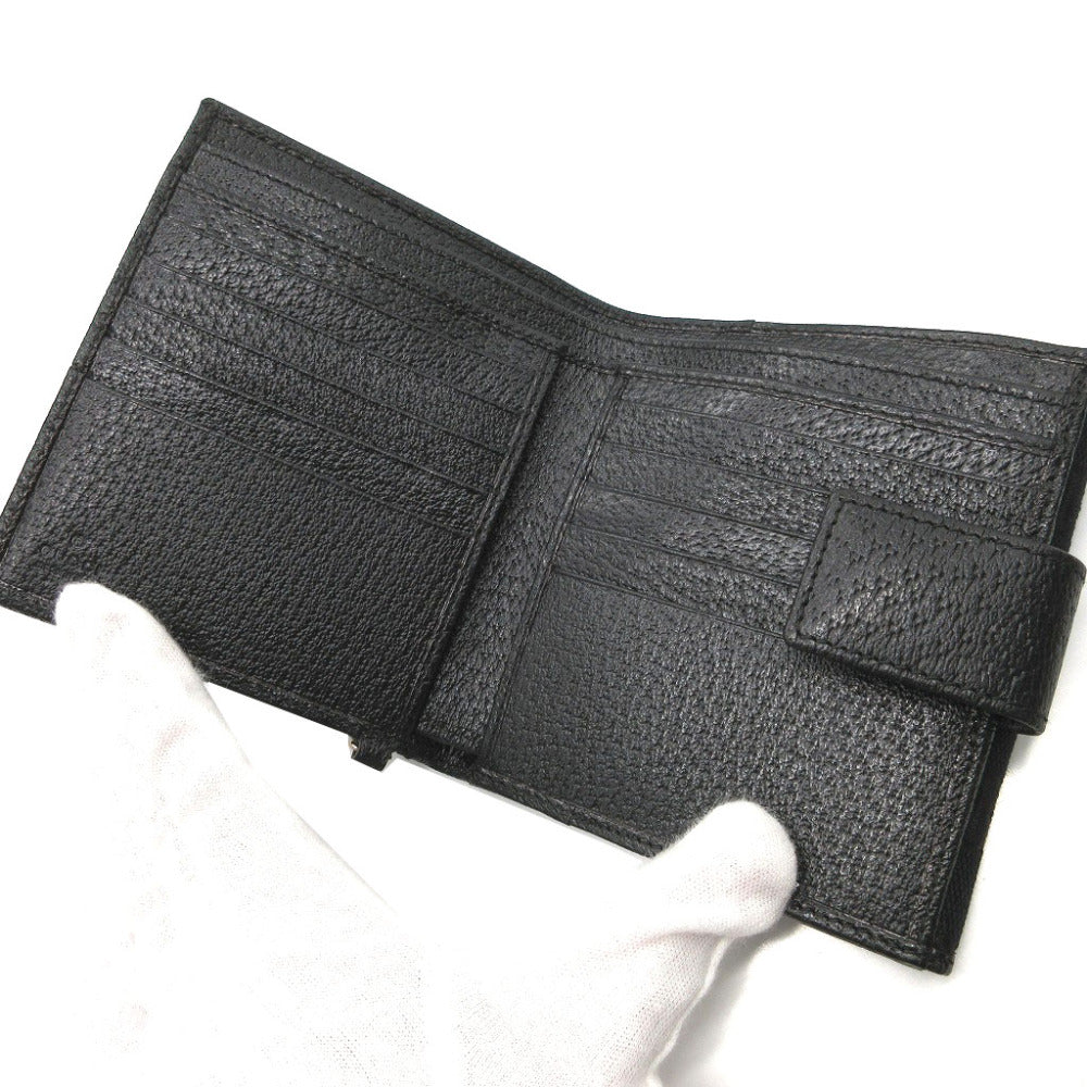 GUCCI Bifold Wallet 154182 GG canvas, leather black W Hook Wallet Women Used Authentic