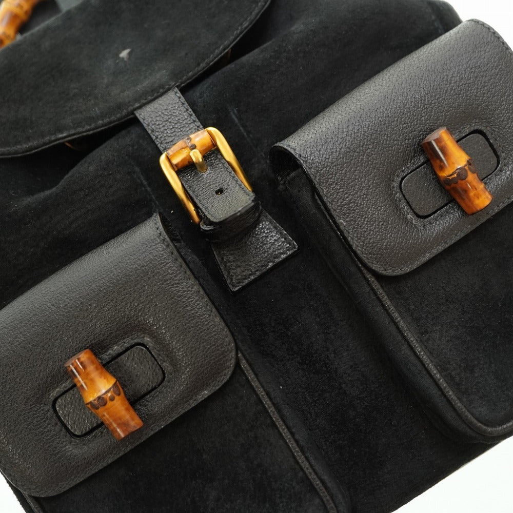 GUCCI Backpack Suede black Bamboo