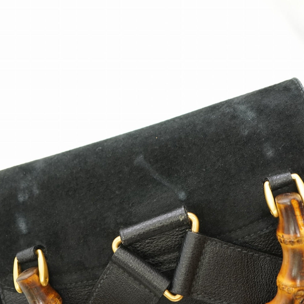GUCCI Backpack Suede black Bamboo