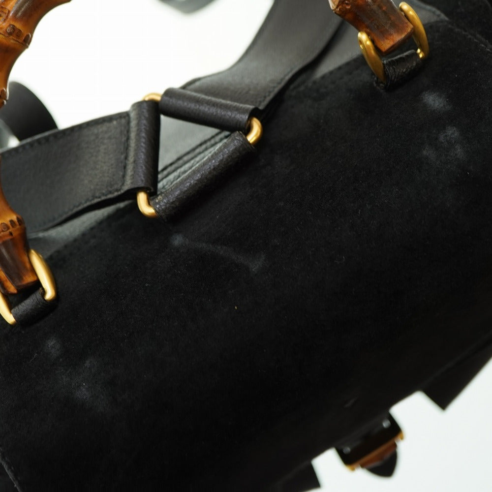 GUCCI Backpack Suede black Bamboo
