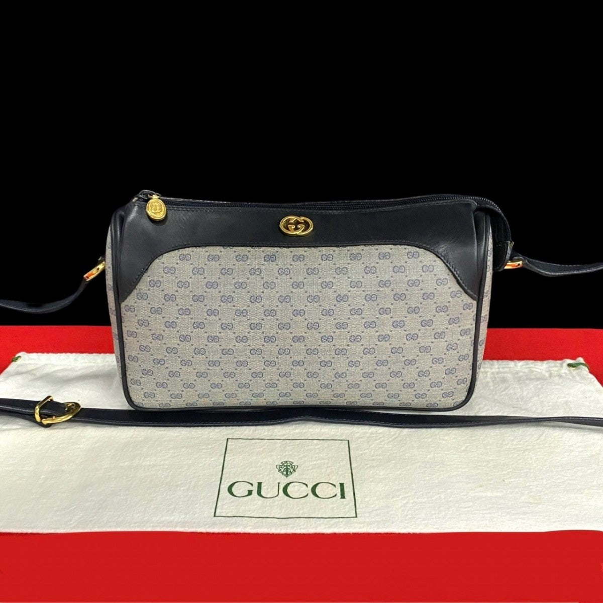 GUCCI Shoulder Bag leather Navy