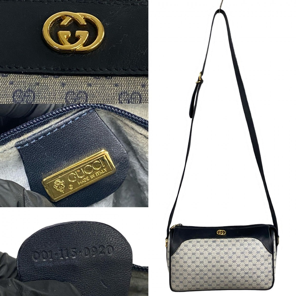 GUCCI Shoulder Bag leather Navy