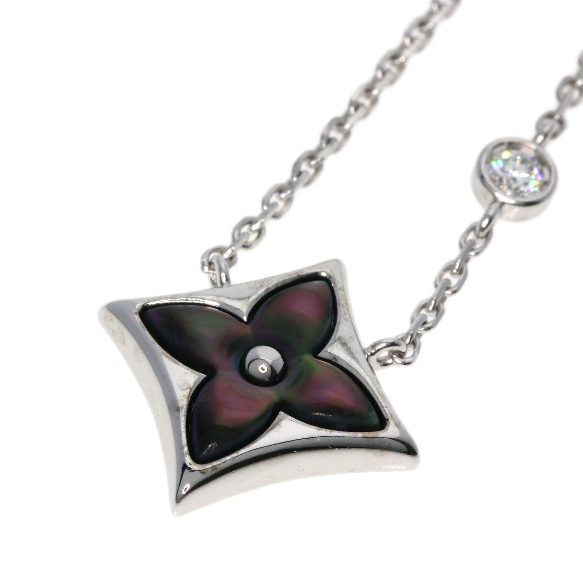 LOUIS VUITTON Necklace K18WG Silver Star Blossom BB Diamond