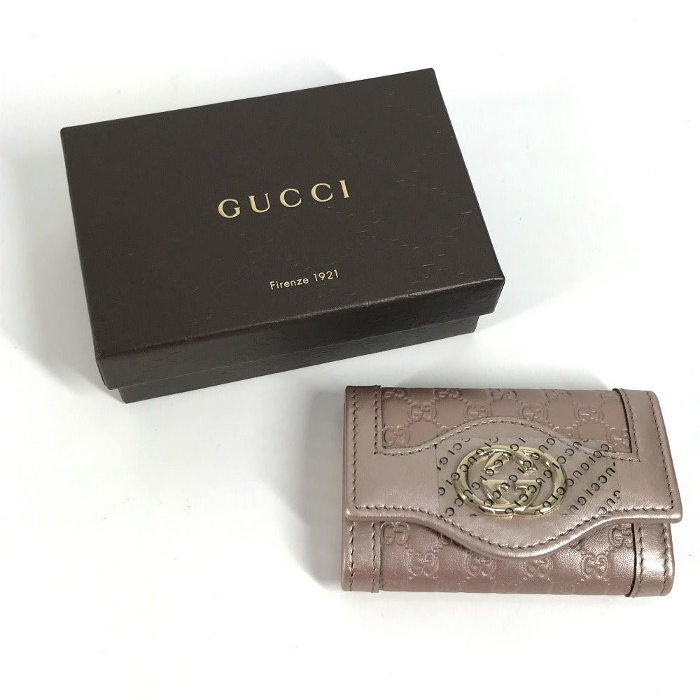 GUCCI Key case Key holder 282432 Sima leather pink Guccisima Interlocking G