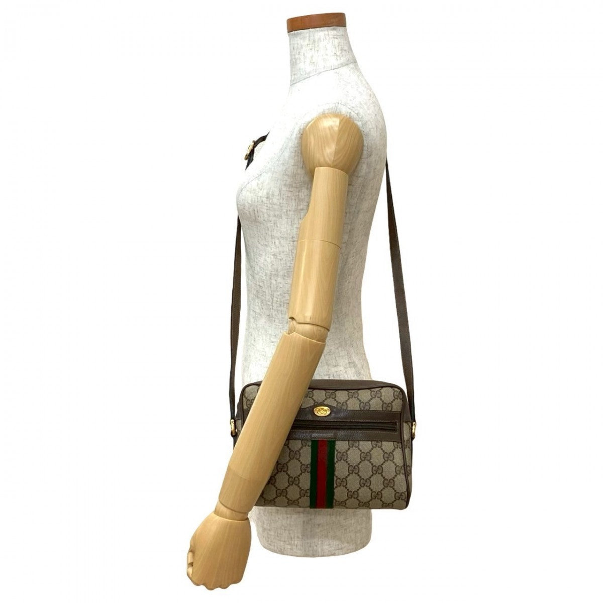 GUCCI Shoulder Bag PVC Brown Sherry line